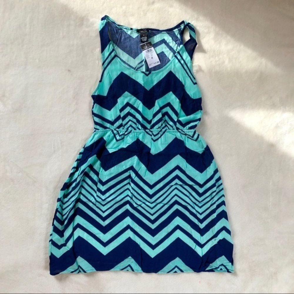 Rue21 navy and turquoise chevron cutout sundress